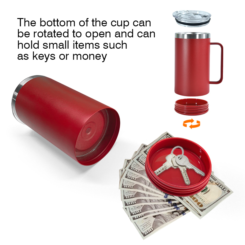 Custom Powder Coated Coffee Mug 14oz Stainless Steel Coffee Cup Factory Stainless Steel Vacuum Cup With Lid with Storage Bottom