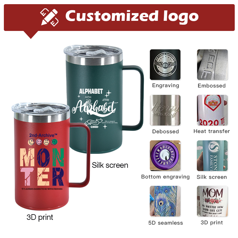 Custom Powder Coated Coffee Mug 14oz Stainless Steel Coffee Cup Factory Stainless Steel Vacuum Cup With Lid with Storage Bottom