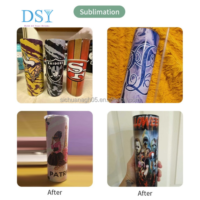 Factory Wholesales Sublimation Blank 20oz Straight Glossy Matte White Silver Glitter Skinny Sublimation Tumbler With Lid