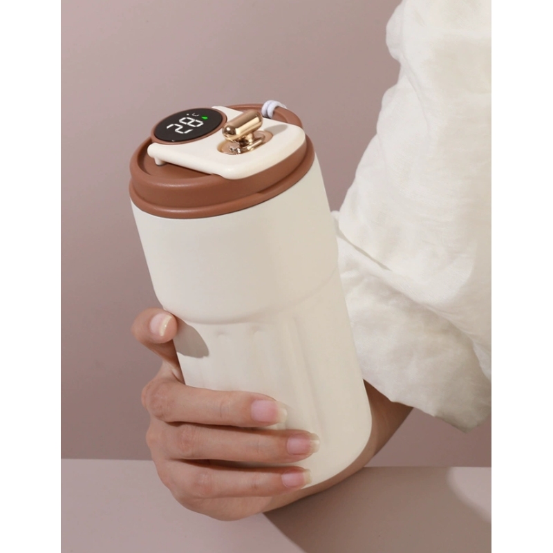Temperature Display 450ml Coffee Mugs Double Walled Stainless Steel Cup Portable Outdoor Travel Water Bottles Customized LOGO