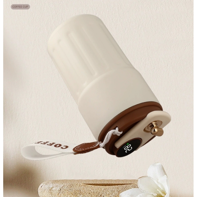 Temperature Display 450ml Coffee Mugs Double Walled Stainless Steel Cup Portable Outdoor Travel Water Bottles Customized LOGO