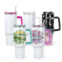 US RTS 40oz Tumbler Double-Walled Stainless Steel Cup Colorful Handle Lid Sublimation Blanks Travel Mug 20pcs/Ctn USA Warehouse