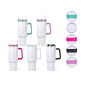 US RTS 40oz Tumbler Double-Walled Stainless Steel Cup Colorful Handle Lid Sublimation Blanks Travel Mug 20pcs/Ctn USA Warehouse