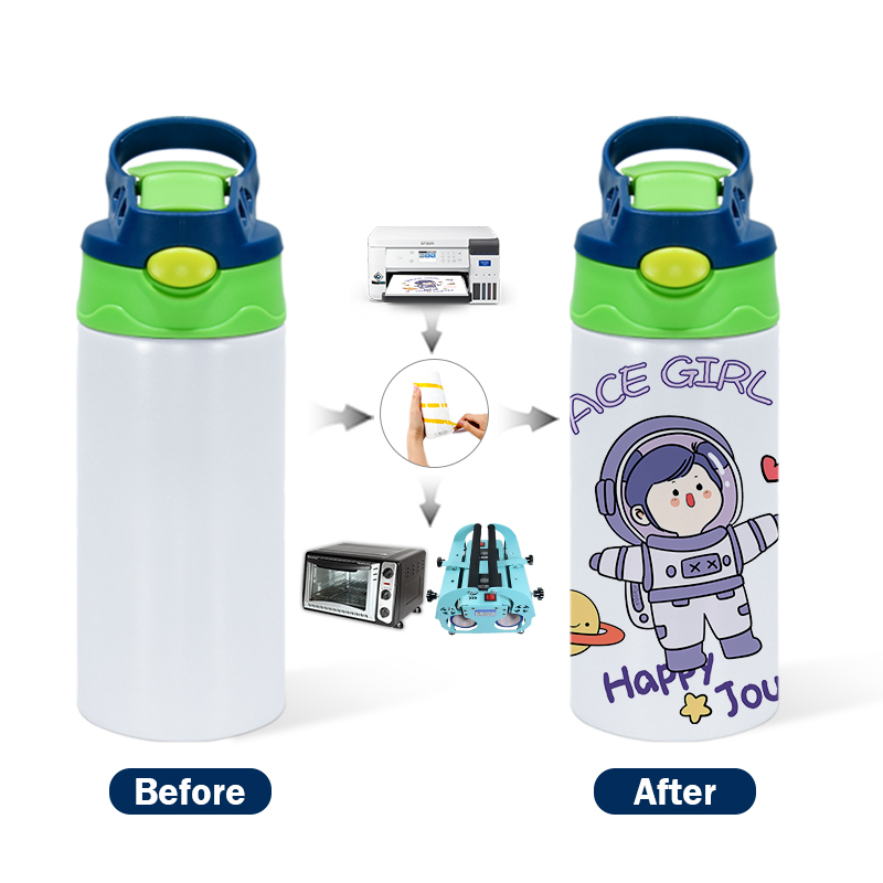 RTS 12oz Sublimation Tumbler Cup 20oz Straight Top Flip Kids Water Bottle with Colorful Top Mix Colors 50PCS/CTN