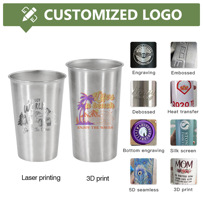 Factory Economic Single Wall Stainless Steel Cup Fashion Beer Mug  7 in 1 Set Tumblers Travel Mugs Camping Cup