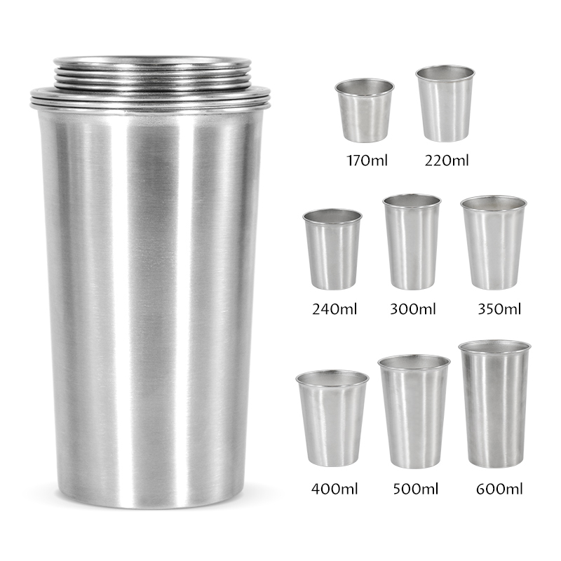Factory Economic Single Wall Stainless Steel Cup Fashion Beer Mug  7 in 1 Set Tumblers Travel Mugs Camping Cup