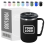 Plastic Travel Mug with Sliding Lid  Dishwasher-safe Stainless Steel Interior Recyclable Outer Plastic Shell 16oz Coffee Mug