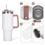 RTS Stocked 20pcs/ctn 40oz H1.0 Sublimation Tumbler Double Wall Stainless Steel Tumbler with Colorful Handle Lid and Straw