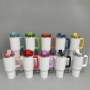 RTS Stocked 20pcs/ctn 40oz H1.0 Sublimation Tumbler Double Wall Stainless Steel Tumbler with Colorful Handle Lid and Straw