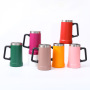 Double Layer Beer Cup 304 Stainless Steel Handle Powder Coated Custom Logo Insulated Bottle 24oz Beer Mugs for Laser Engraving