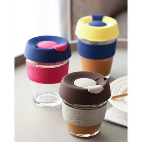 Wholesale 12oz 16oz Glass Coffee Mugs Water Bottle Cups for Office Milk Tea Gift Logo Custom with Cork /Silicone Rubber Cover