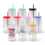 RTS US Warehouse Pre -Drilled Blank 16oz Double Wall Beer Glass Can with Plastic Lid and Straws for Snow Globe Glitter 25pcs/ctn