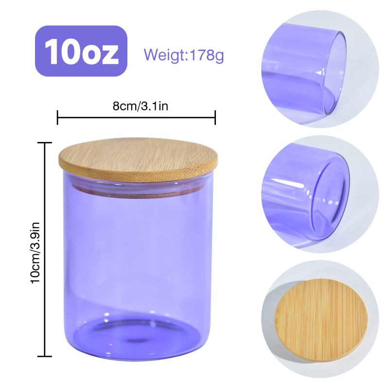 RTS US Warehouse Stocked 36PCS/CTN Jelly Colored Sublimation Frosted Glass Candle Jar with Bamboo Lid