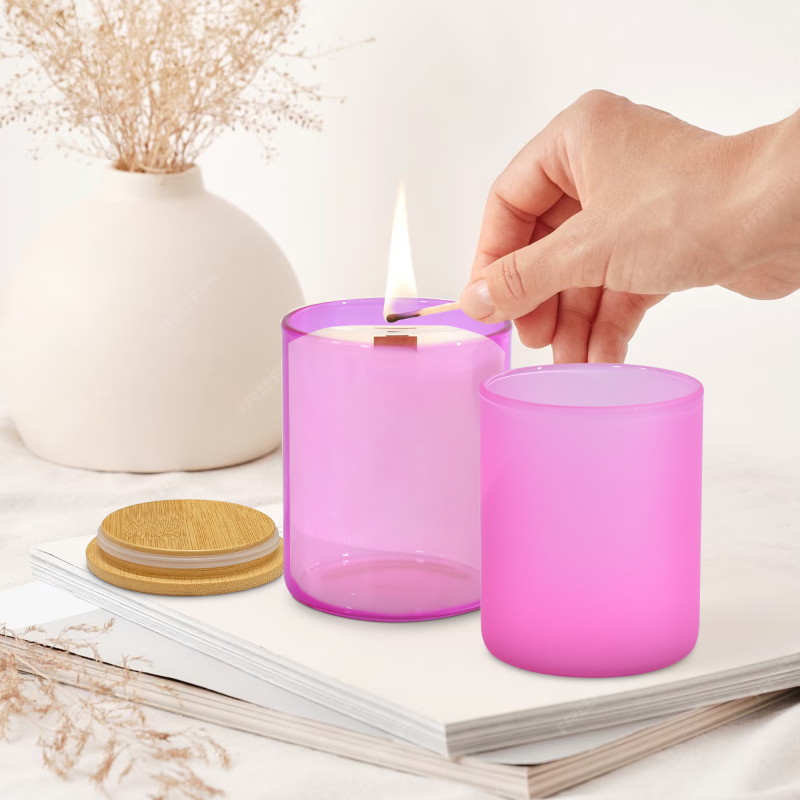 RTS US Warehouse Stocked 36PCS/CTN Jelly Colored Sublimation Frosted Glass Candle Jar with Bamboo Lid