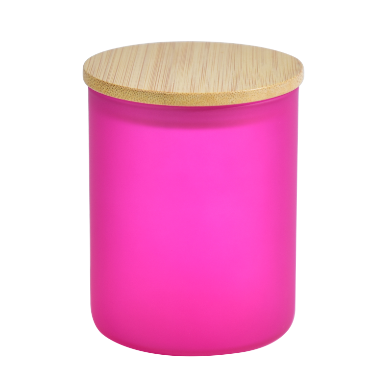 RTS US Warehouse Stocked 36PCS/CTN Jelly Colored Sublimation Frosted Glass Candle Jar with Bamboo Lid