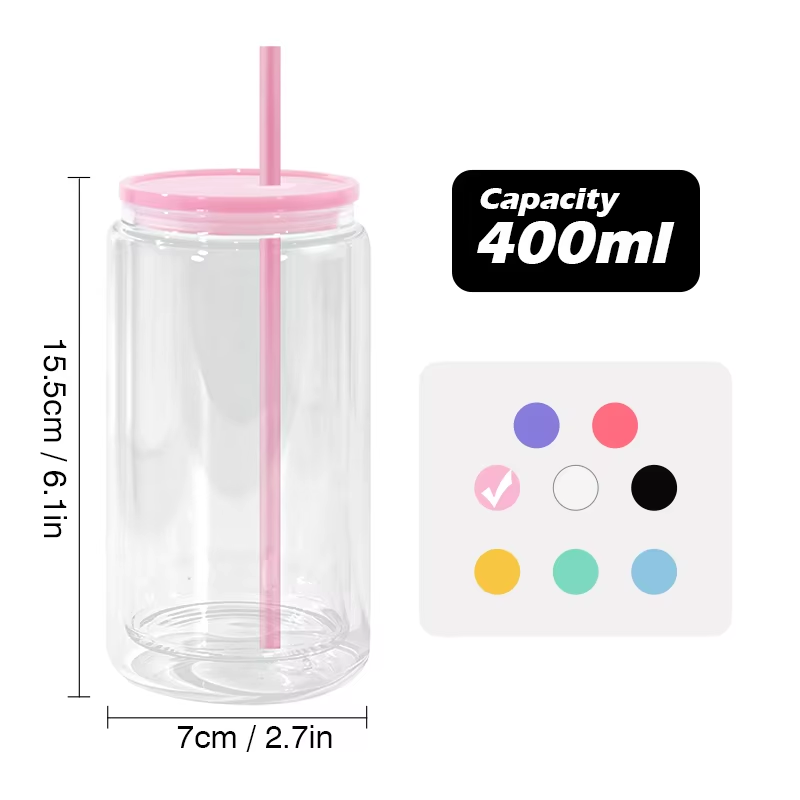 16oz Pre-Drilled Tumbler Snow Globe Cup UV Snow Globe Cups Double Wall Tumbler Snowglobe Tumbler Clear W/ Plug DIY Glitter Craft