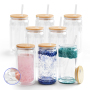 16oz Pre-Drilled Tumbler Snow Globe Cup UV Snow Globe Cups Double Wall Tumbler Snowglobe Tumbler Clear W/ Plug DIY Glitter Craft