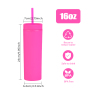 Copos Reutilizveis 16oz Double Wall Skinny Tumbler Reusable Cold Matte Cup Plastic Matte Acrylic Tumbler