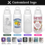 US RTS 26oz Stainless Steel Water Bottle Powder Coating Double Walled Tumbler Press Open Lid Vacuum Flask for Laser White