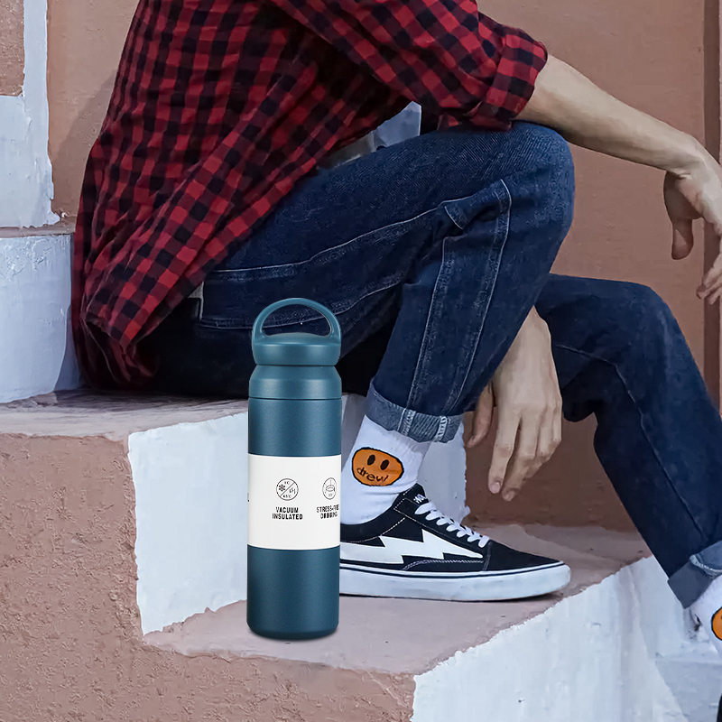350ml 500ml Powder Coated Double Wall Stainless Steel Outdoor Tumbler Kids Student Vacuum Thermal Water Bottles Flask