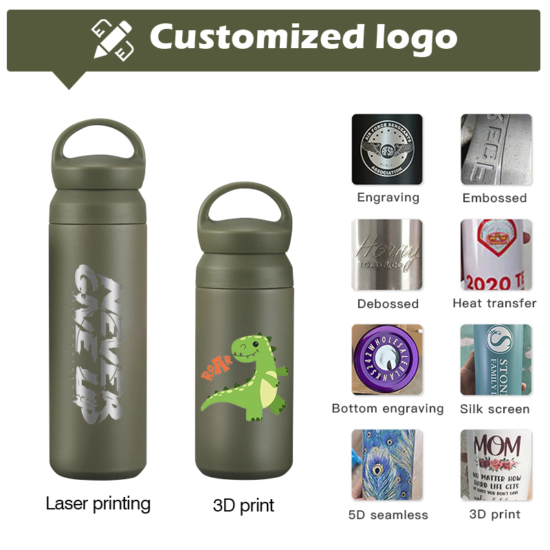 350ml 500ml Powder Coated Double Wall Stainless Steel Outdoor Tumbler Kids Student Vacuum Thermal Water Bottles Flask