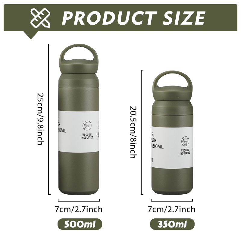 350ml 500ml Powder Coated Double Wall Stainless Steel Outdoor Tumbler Kids Student Vacuum Thermal Water Bottles Flask