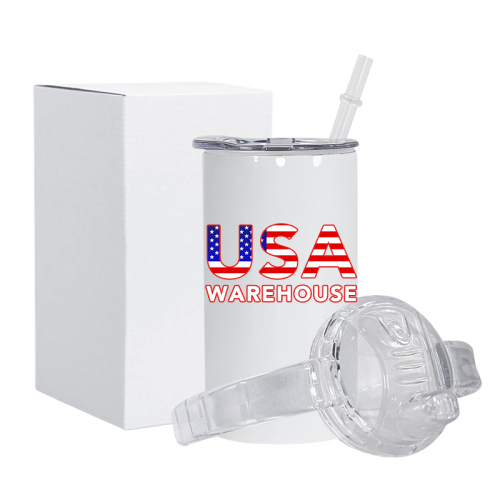USA Warehouse RTS 30pcs/ctn 12oz Sublimation Sippy Cup Kids Bottle with Handle Lid and Plastic Lid for Direct Drinking