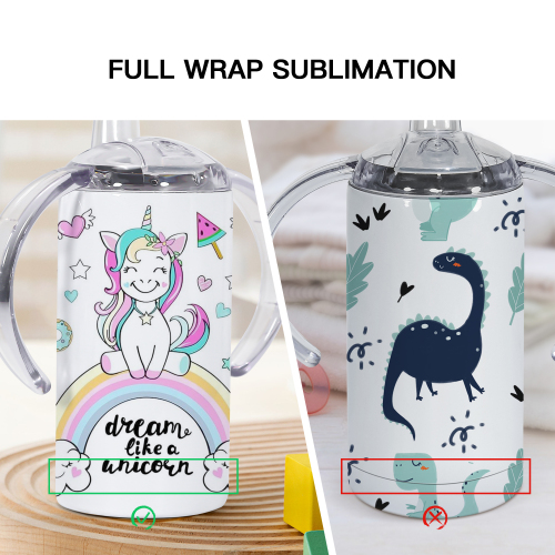 USA Warehouse RTS 30pcs/ctn 12oz Sublimation Sippy Cup Kids Bottle with Handle Lid and Plastic Lid for Direct Drinking