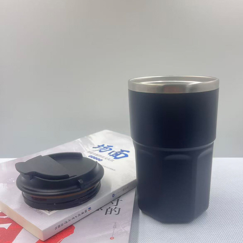 Wholesal 450ml Coffee Cup Stainless Steel Inside Plastic Outside Milk Cup Outdoor Portable Sports Water Mug for Customization