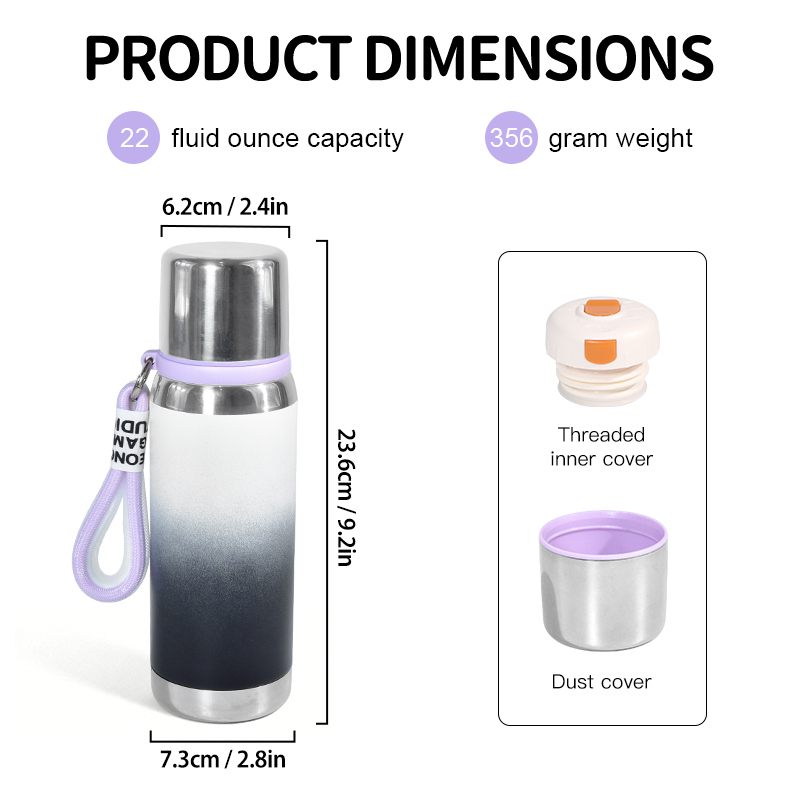 Custom Insulated Water Bottle with Cup 22oz Stainless Steel Vacuum Thermoses Flasks Coffee Tumbler Water Bottle Business Gift