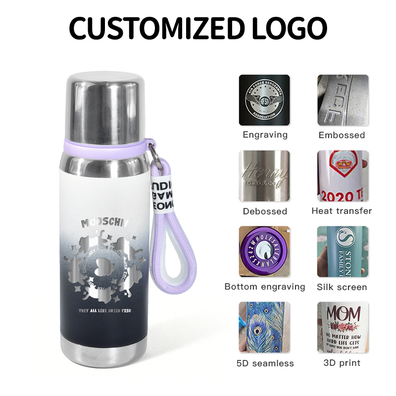 Custom Insulated Water Bottle with Cup 22oz Stainless Steel Vacuum Thermoses Flasks Coffee Tumbler Water Bottle Business Gift