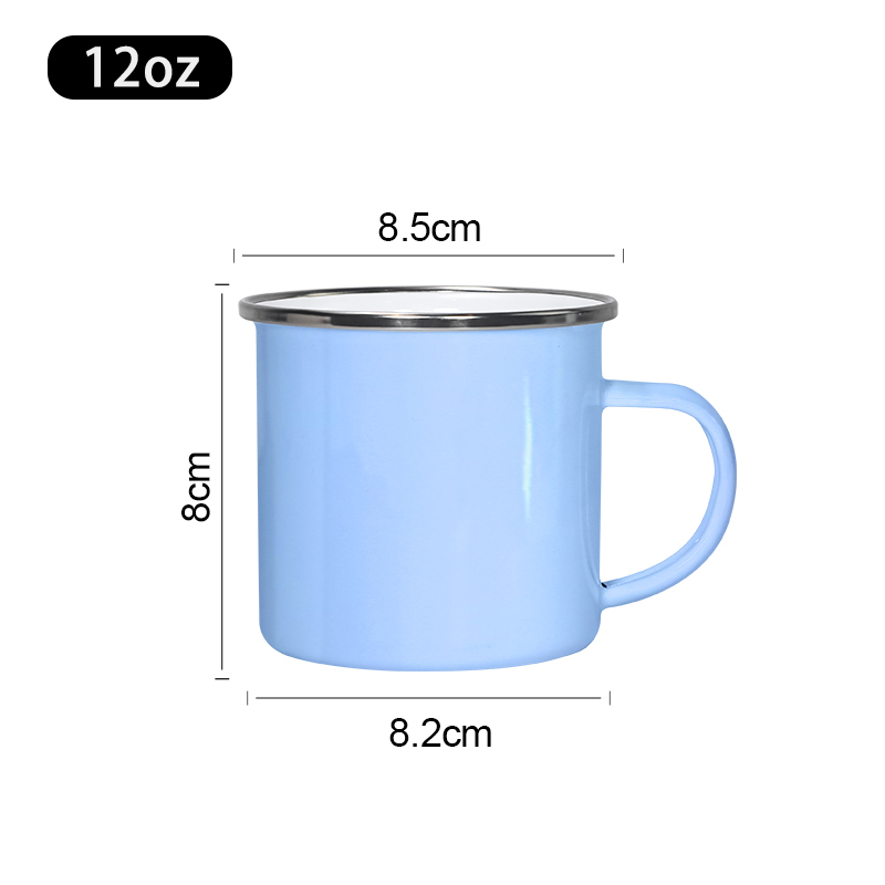 Custom Multiple Color Coffee Cup 12oz Colorful Metal Enamel Mug with Handle Enamel Mug