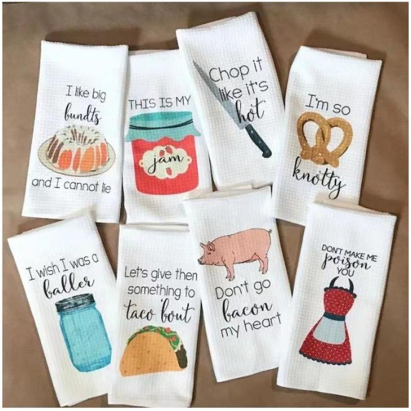 USA RTS Polyester 350gsm Sublimation Blank Plain Waffle Kitchen Tea Hand Dish Towels Microfiber Drying Towel for Heating Press