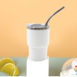 White with metal straw