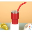 Red with metal+silicone straw