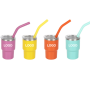 Wholesale 3oz Shot Glass Tumbler Stainless Steel SS304 Inner Plastic Outside Car Travel Mug Mini Cup with Metal Silicone Straw