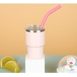 Pink with metal+silicone straw