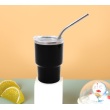 Black with metal straw