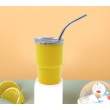 Yellow with metal straw