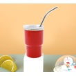 Red with metal straw