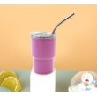 Purple with metal straw