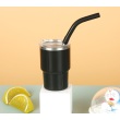 Black with metal+silicone straw