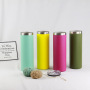Promotion Gifts Custom Logo Travel Mug Double Wall Stainless Steel 20 oz Skinny Slim Tumbler Cups with Sliding Lid and Straw