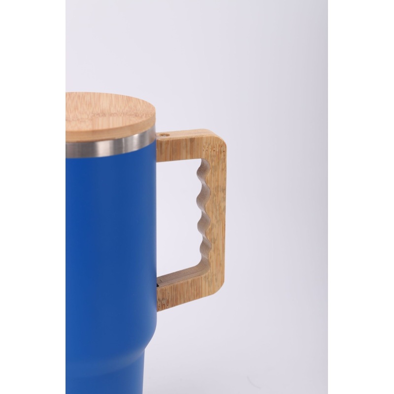 Custom Logo 40oz Stainless Steel Tumbler SS304 Laser Drinking Insulated Water Bottle Travel Coffee Mug with Wooden Handle Lid
