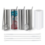RTS USA Warehouse Stocked 25pcs/ctn 20oz Stainless Steel Silver Sublimation Blank Skinny Straight Tumbler with Plastic Straw