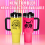 4 Colors the Neon H2.0 Sublimation Tumblers 2024 Neon Collection Green Pink Tumblers With Handle and Straw