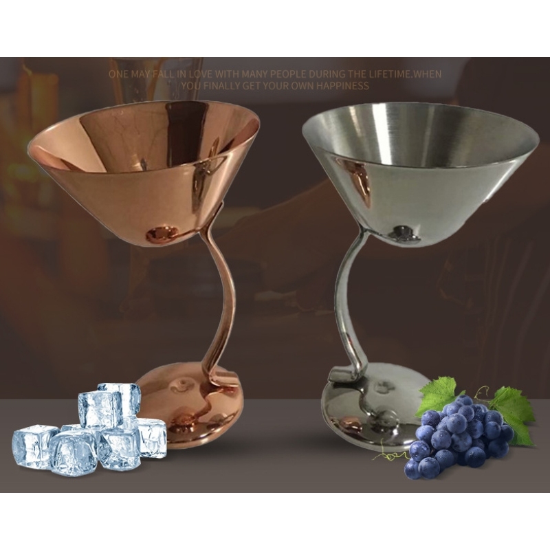 150ml Stainless Steel Martini Margarita Tumbler Wine Glasses Cocktail Glasses Copper Plated Metal Wine Glass Bar Supplies