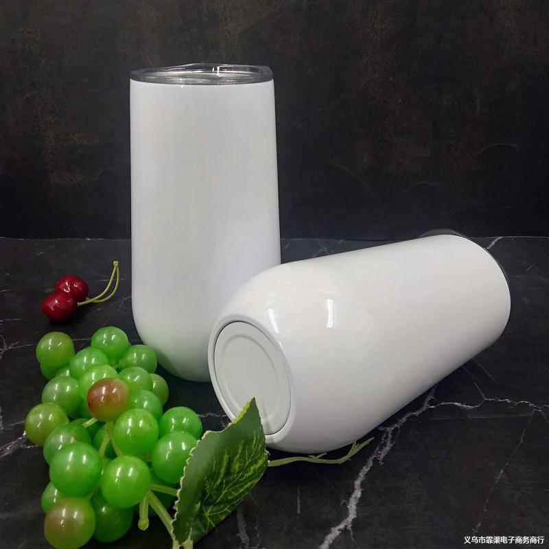 Custom Logo 6oz Sublimation Stainless Steel Double Insulated Champagne Flute Tumbler W/ Lid Cocktail Champagne Toasting Glasses