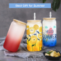 RTS US Warehouse in Stock Mix 8 Colors Gradient Glass Can 16oz Sub Ombre Glass Tumbler with Wood Lid 25pcs/ctn