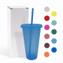 Factory Reusable BPA Free Custom Tumbler Print Available Plastic Coffee Cup Cold 500ml 710ml Water Cup With Lid and Straw
